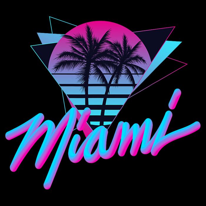 Miami Palm Trees Vaperwave Synthwave 80s Style Retro Baby Bodysuit