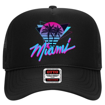 Miami Palm Trees Vaperwave Synthwave 80s Style Retro Trucker Hat