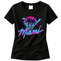 Miami Palm Trees Vaperwave Synthwave 80s Style Retro Women's T-Shirt