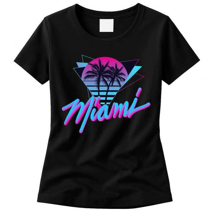 Miami Palm Trees Vaperwave Synthwave 80s Style Retro Women's T-Shirt