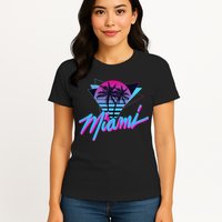 Miami Palm Trees Vaperwave Synthwave 80s Style Retro Women's T-Shirt
