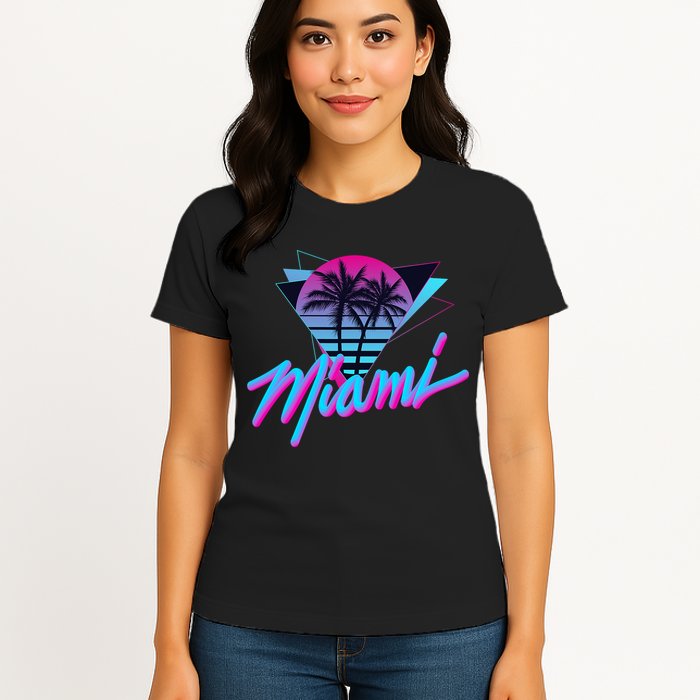 Miami Palm Trees Vaperwave Synthwave 80s Style Retro Women's T-Shirt