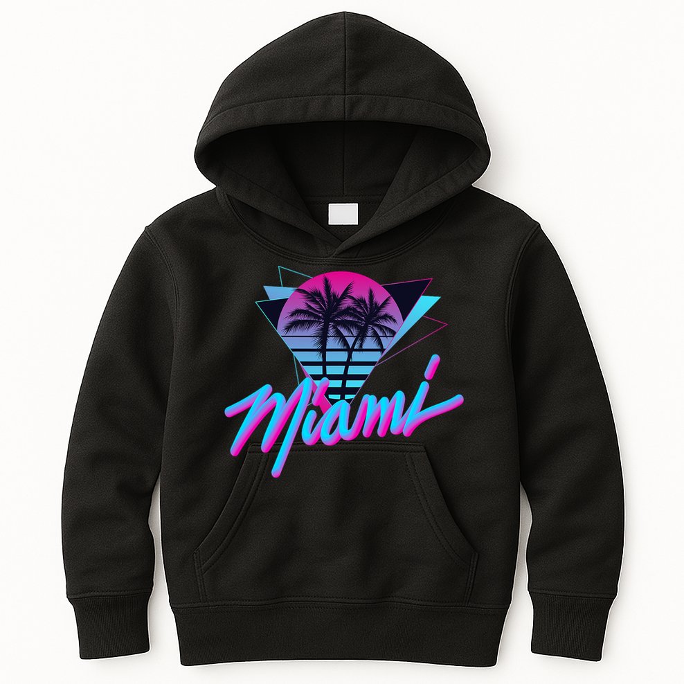 Miami Palm Trees Vaperwave Synthwave 80s Style Retro Kids Hoodie