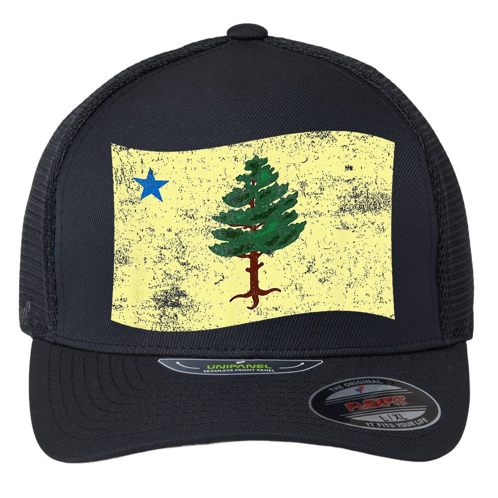Maine Pine Tree Flag 1901 – First State Flag Flexfit Unipanel Trucker Cap