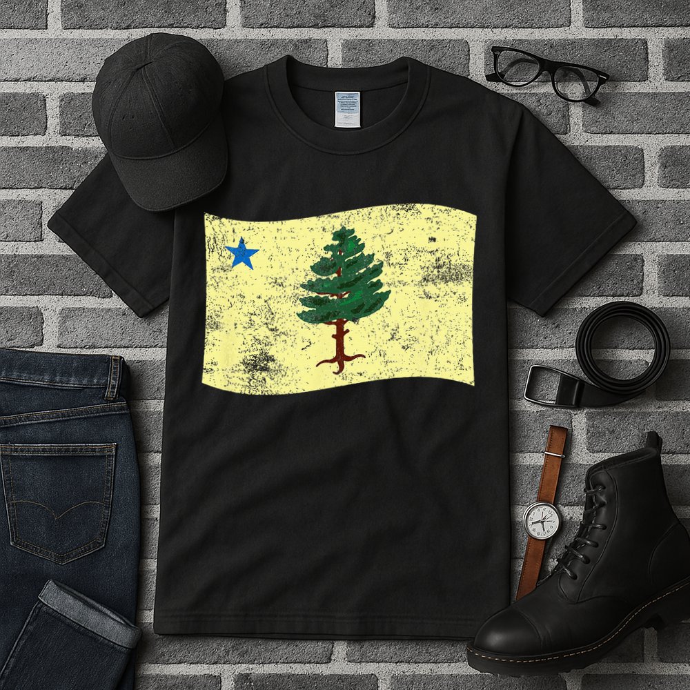 Maine Pine Tree Flag 1901 – First State Flag Tall T-Shirt