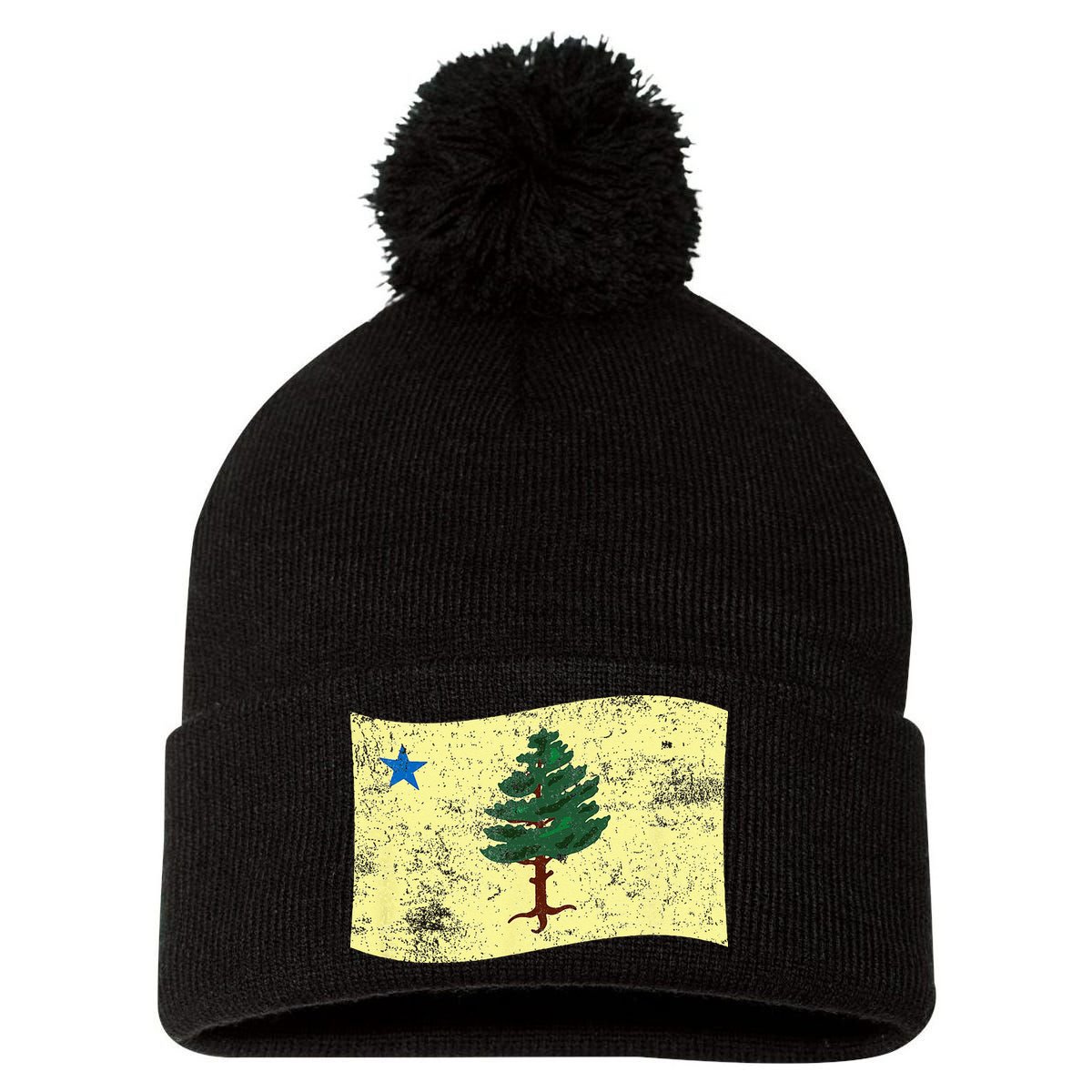 Maine Pine Tree Flag 1901 – First State Flag Pom Pom 12in Knit Beanie