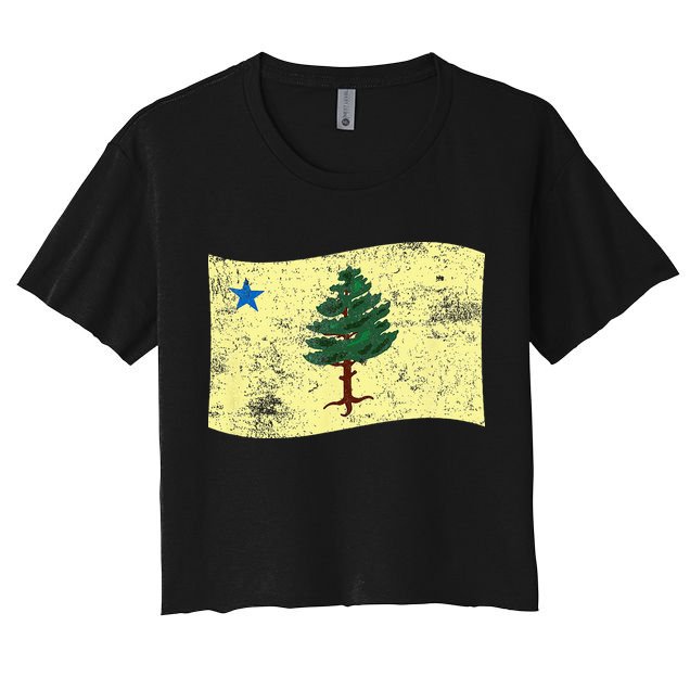 Maine Pine Tree Flag 1901 – First State Flag Women's Crop Top Tee