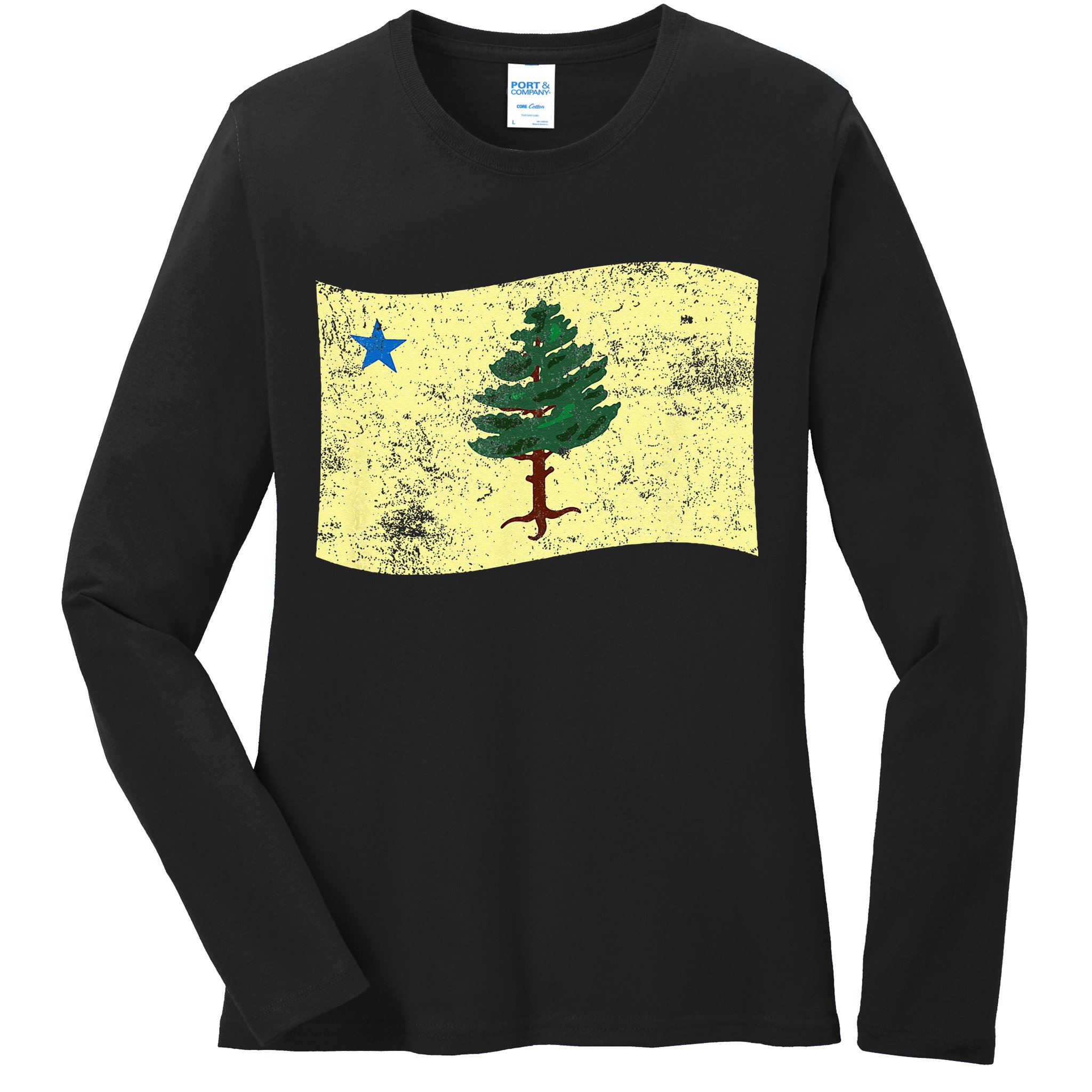 Maine Pine Tree Flag 1901 – First State Flag Ladies Long Sleeve Shirt