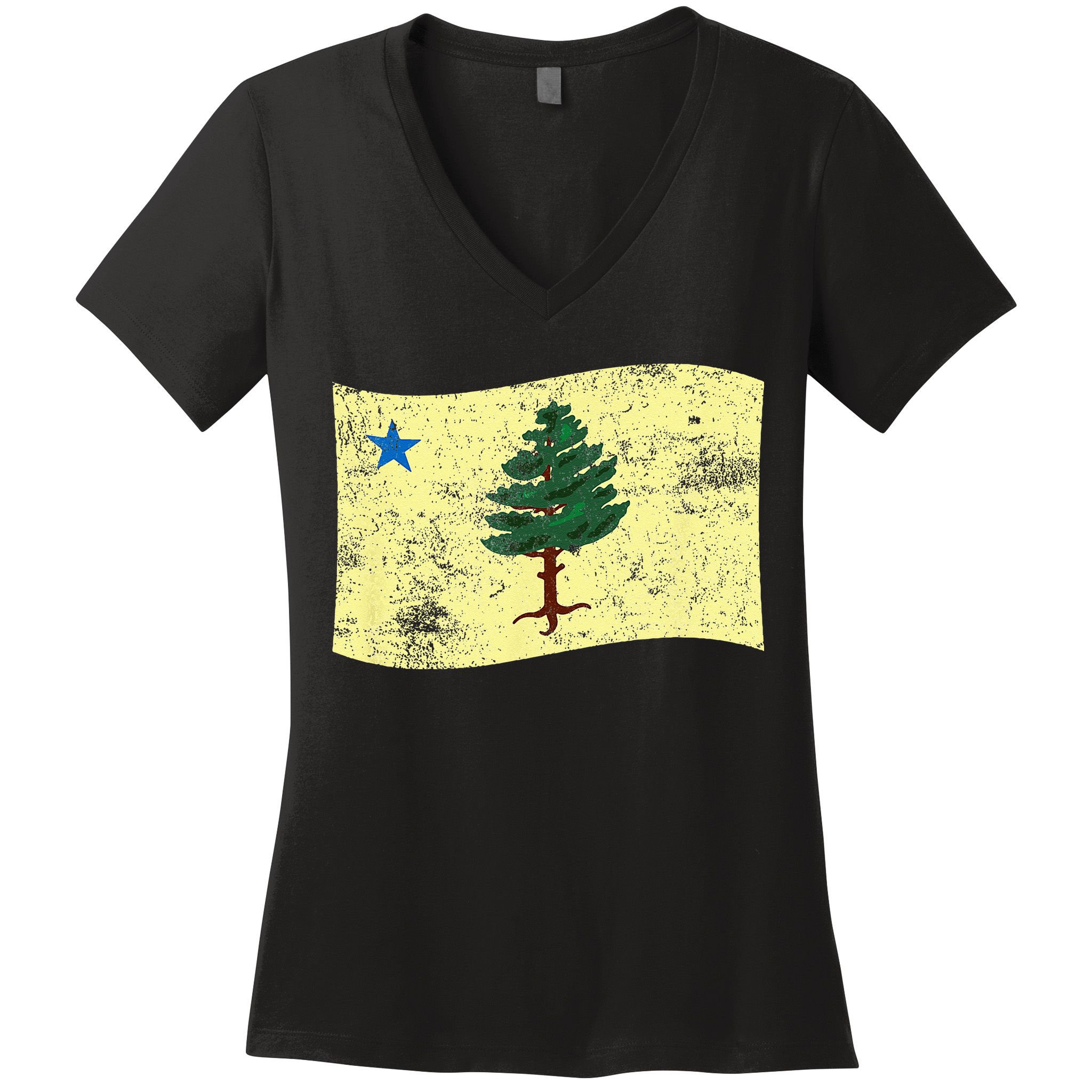 Maine Pine Tree Flag 1901 – First State Flag Women's V-Neck T-Shirt
