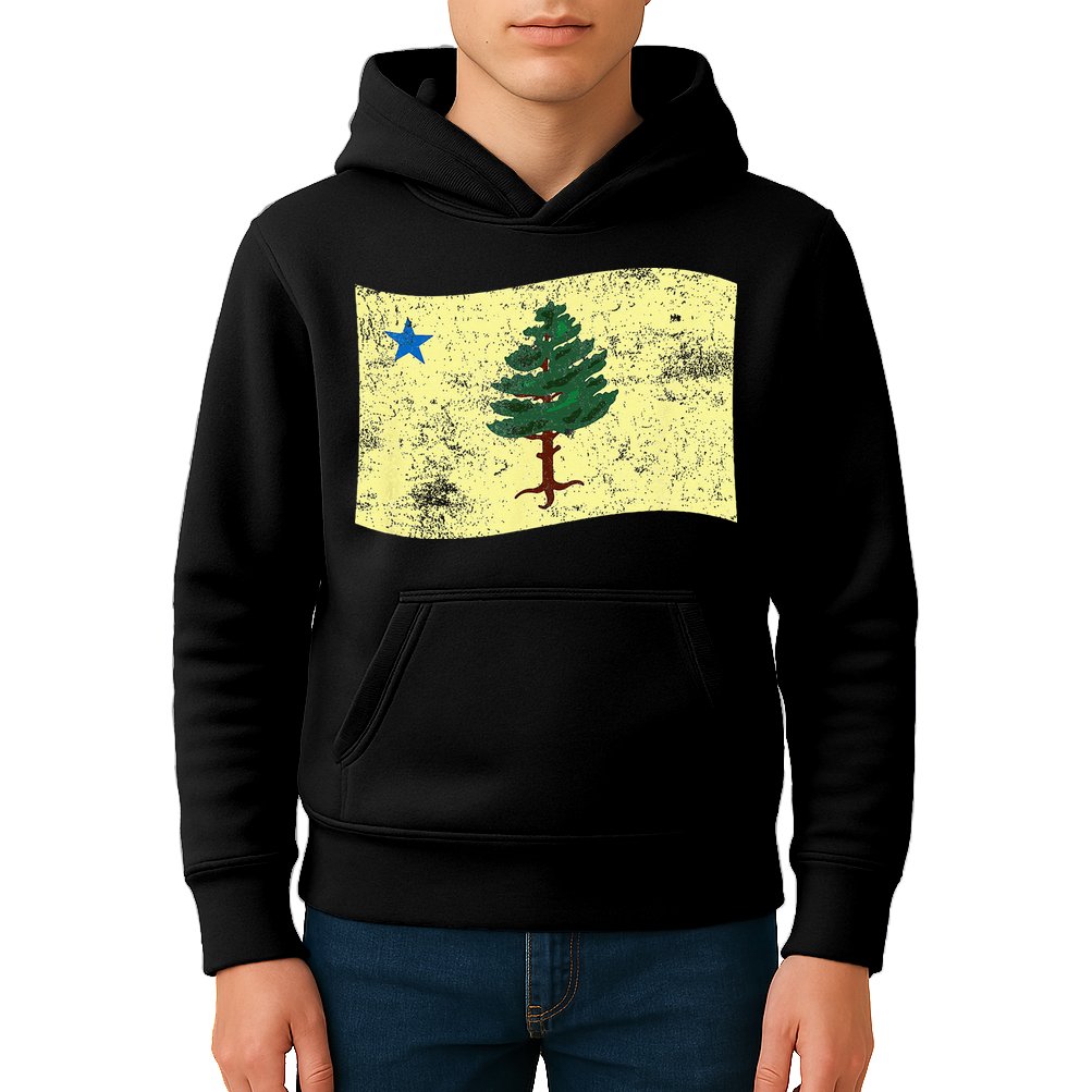 Maine Pine Tree Flag 1901 – First State Flag Kids Hoodie