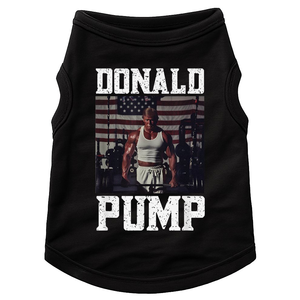 Muscular President Trump Lifting Weights Swole Donald Pump Doggie Tank