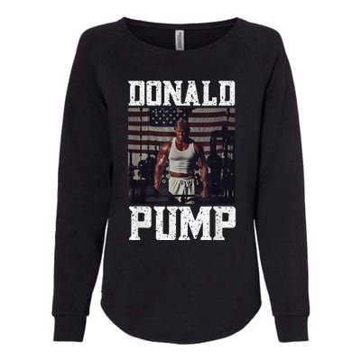 Muscular President Trump Lifting Weights Swole Donald Pump Womens California Wash Sweatshirt