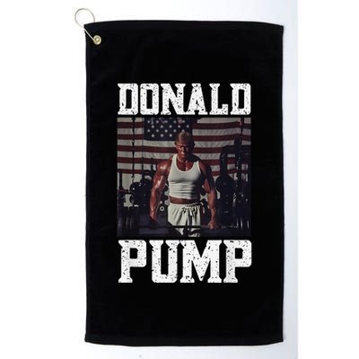 Muscular President Trump Lifting Weights Swole Donald Pump Golf Towel