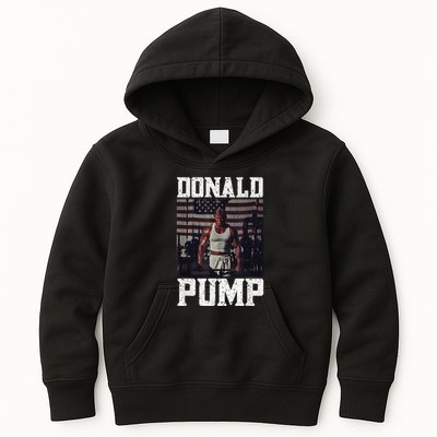Muscular President Trump Lifting Weights Swole Donald Pump Kids Hoodie