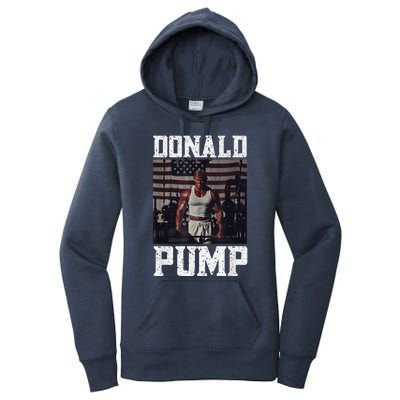 Muscular President Trump Lifting Weights Swole Donald Pump Women's Pullover Hoodie