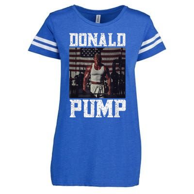 Muscular President Trump Lifting Weights Swole Donald Pump Enza Ladies Jersey Football T-Shirt