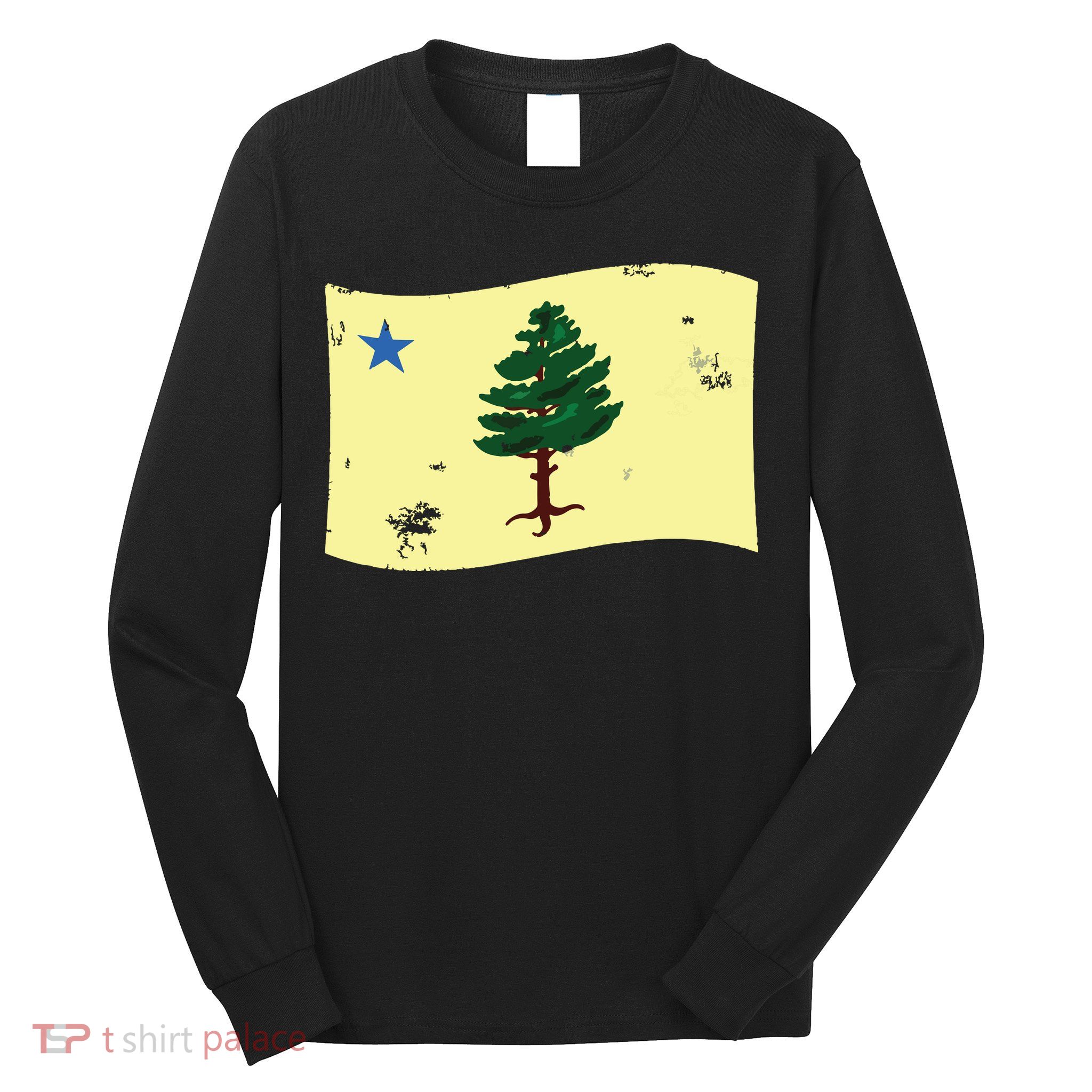 Maine Pine Tree Flag 1901 First State Flag Long Sleeve Shirt