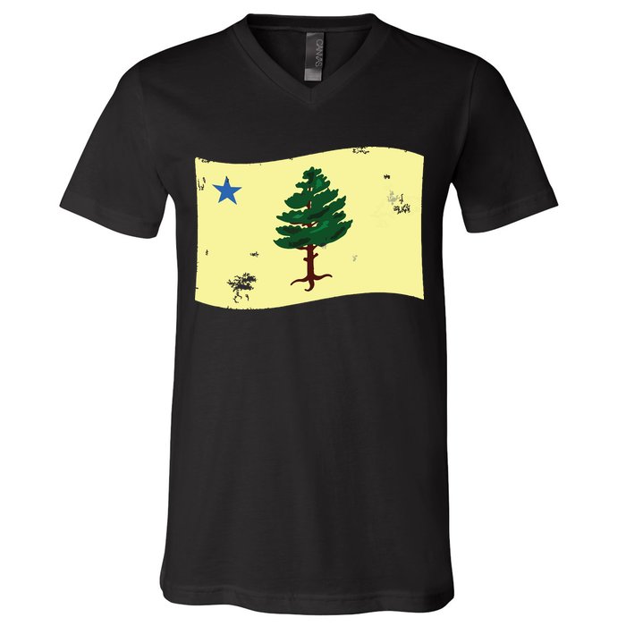 Maine Pine Tree Flag 1901 First State Flag V-Neck T-Shirt