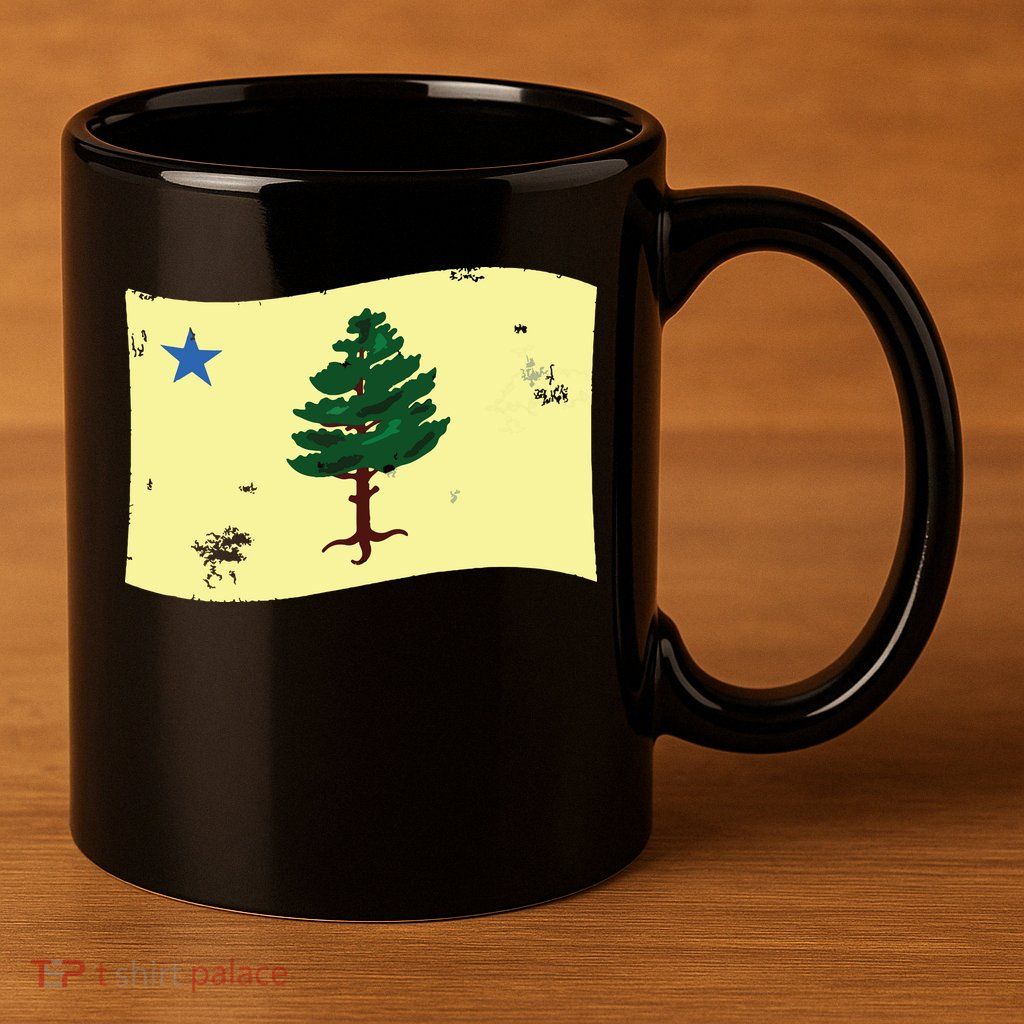 Maine Pine Tree Flag 1901 First State Flag 11oz C Handle Ceramic Mug