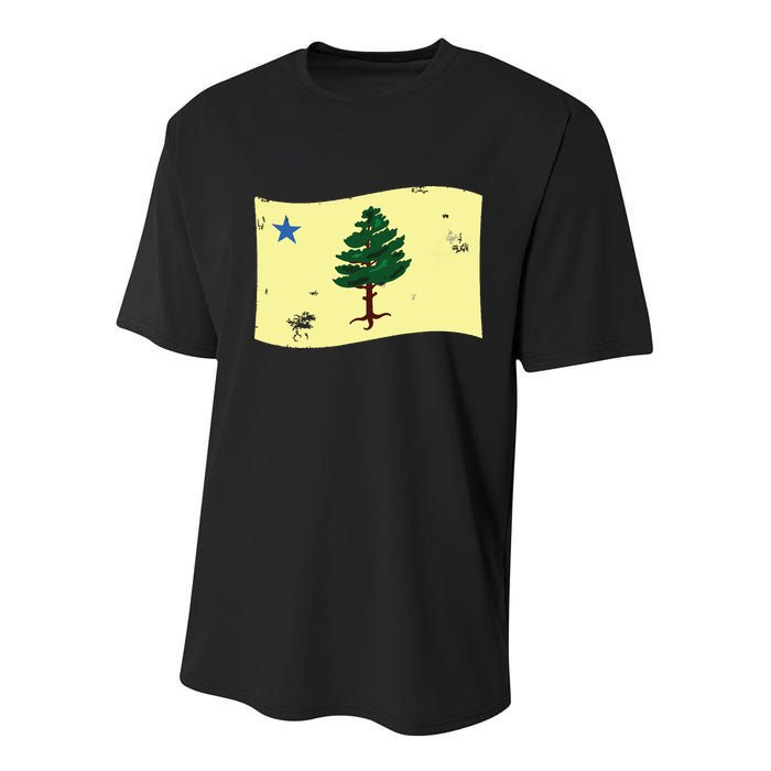 Maine Pine Tree Flag 1901 First State Flag Youth Performance Sprint T-Shirt