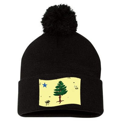 Maine Pine Tree Flag 1901 First State Flag Pom Pom 12in Knit Beanie