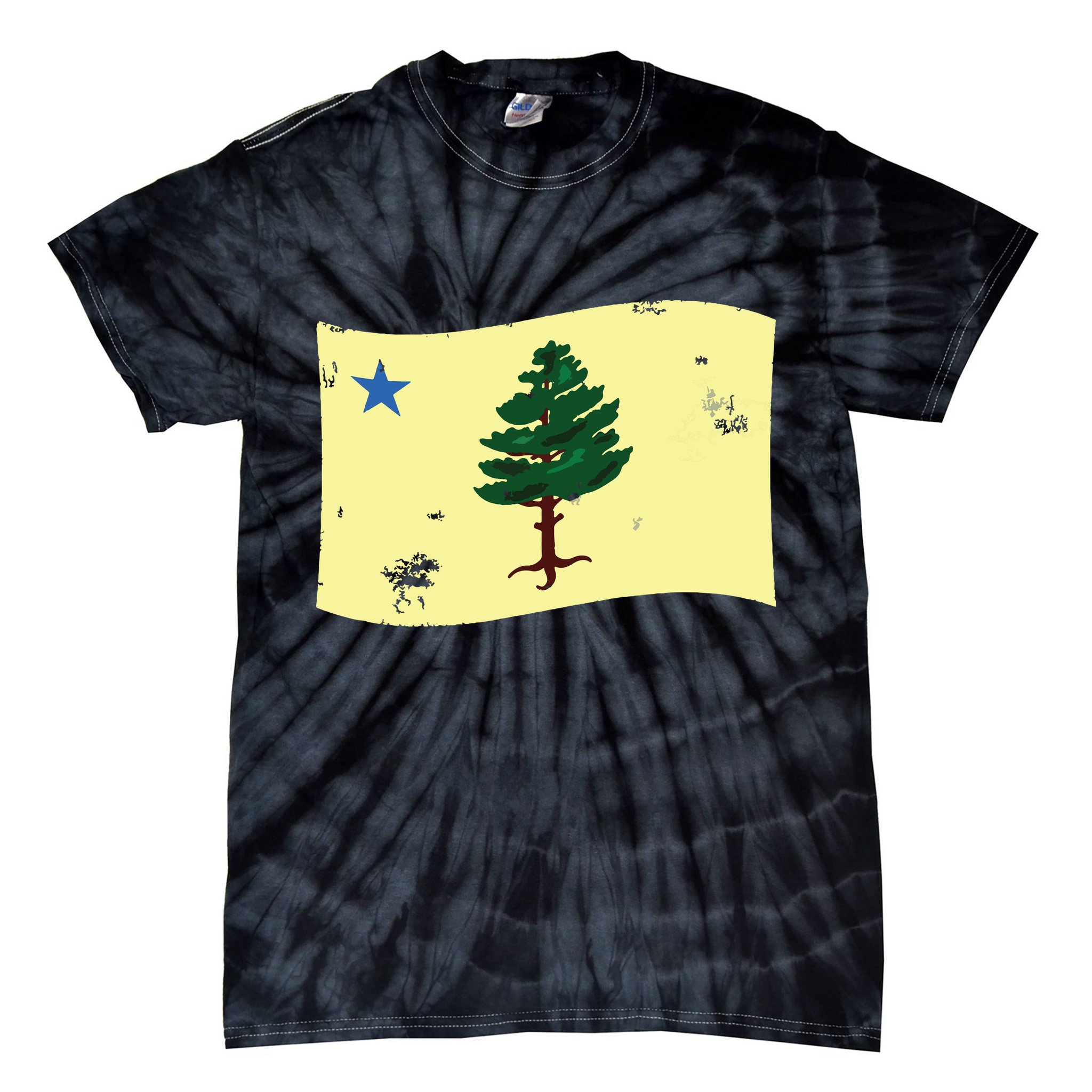 Maine Pine Tree Flag 1901 First State Flag Tie-Dye T-Shirt