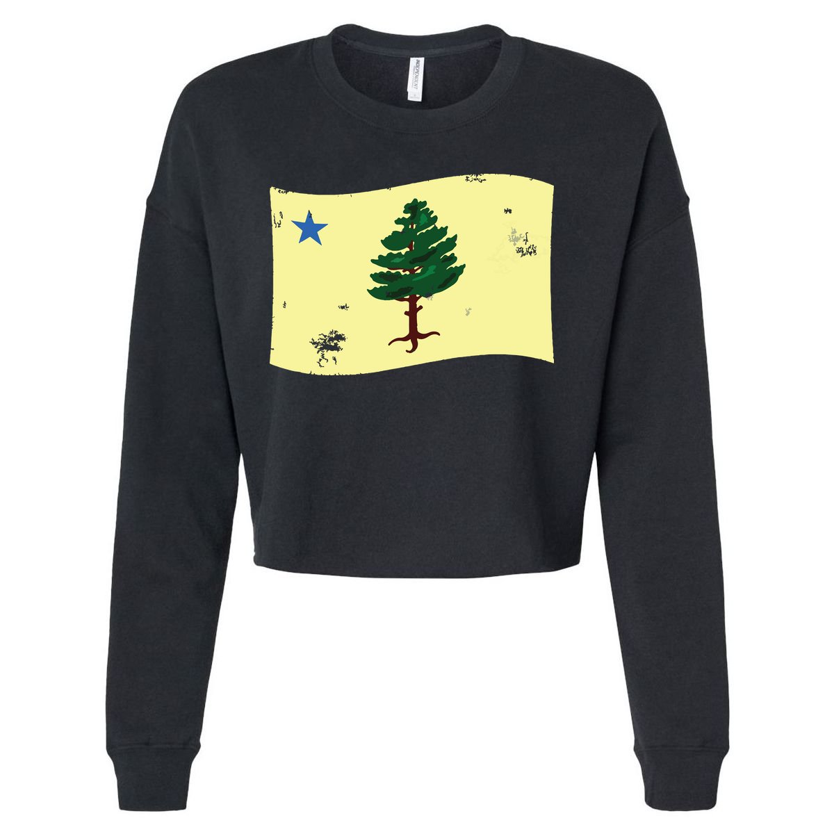 Maine Pine Tree Flag 1901 First State Flag Cropped Pullover Crew