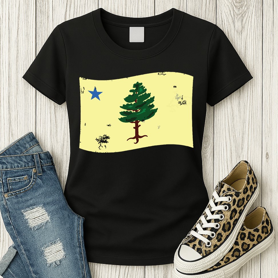 Maine Pine Tree Flag 1901 First State Flag Womens T-Shirt