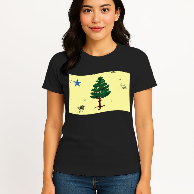Maine Pine Tree Flag 1901 First State Flag Womens T-Shirt