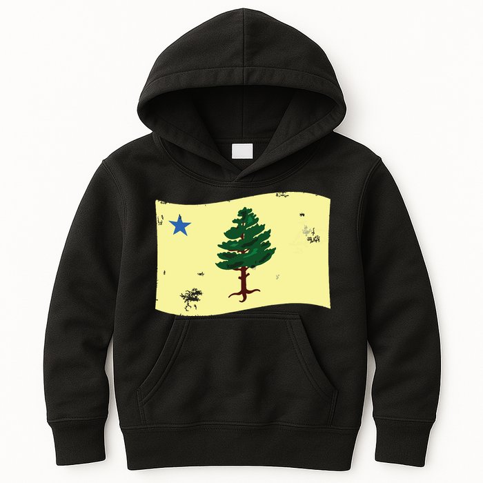 Maine Pine Tree Flag 1901 First State Flag Kids Hoodie