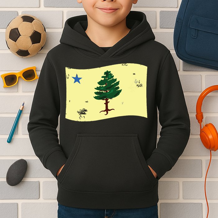 Maine Pine Tree Flag 1901 First State Flag Kids Hoodie