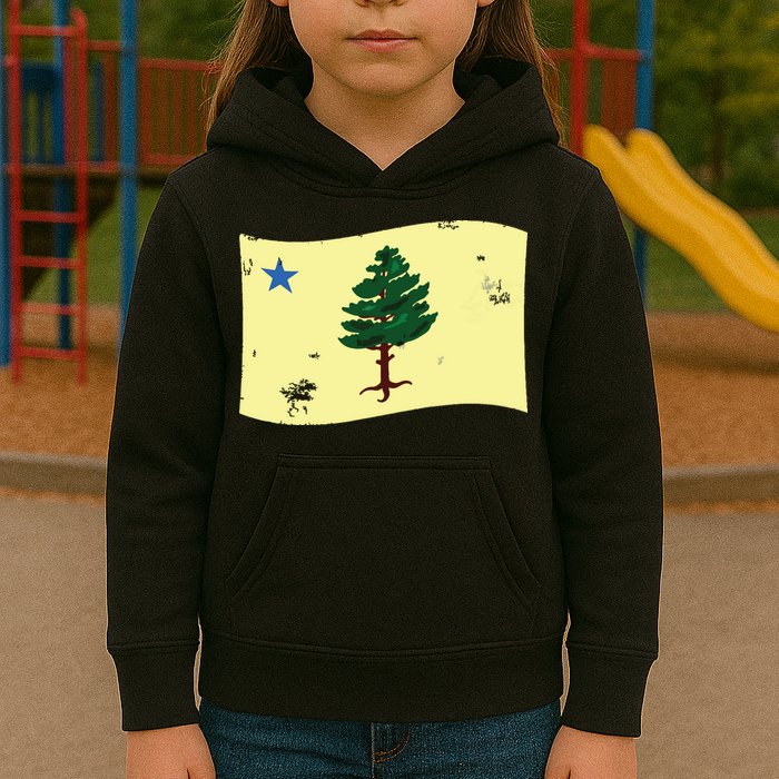 Maine Pine Tree Flag 1901 First State Flag Kids Hoodie