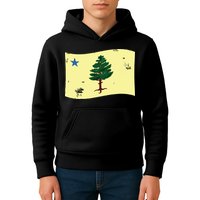 Maine Pine Tree Flag 1901 First State Flag Kids Hoodie