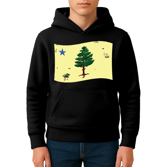 Maine Pine Tree Flag 1901 First State Flag Kids Hoodie