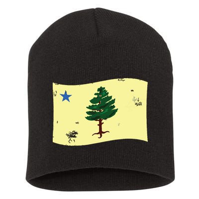 Maine Pine Tree Flag 1901 First State Flag Short Acrylic Beanie
