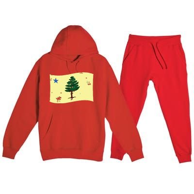 Maine Pine Tree Flag 1901 First State Flag Premium Hooded Sweatsuit Set