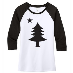 Maine Pine Tree State Flag Pride Patriotic Women's Tri-Blend 3/4-Sleeve Raglan Shirt