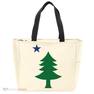 Maine Pine Tree State Flag Pride Patriotic Zip Tote Bag