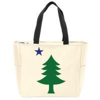 Maine Pine Tree State Flag Pride Patriotic Zip Tote Bag