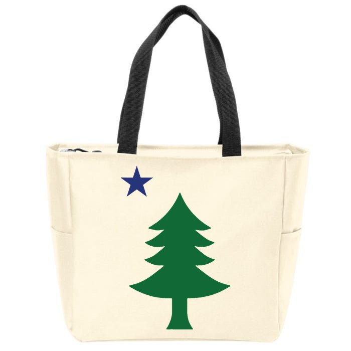 Maine Pine Tree State Flag Pride Patriotic Zip Tote Bag