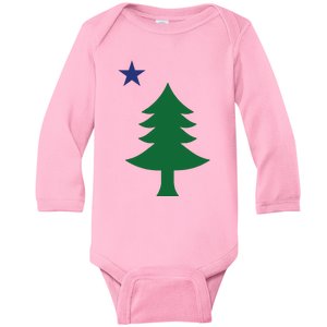 Maine Pine Tree State Flag Pride Patriotic Baby Long Sleeve Bodysuit