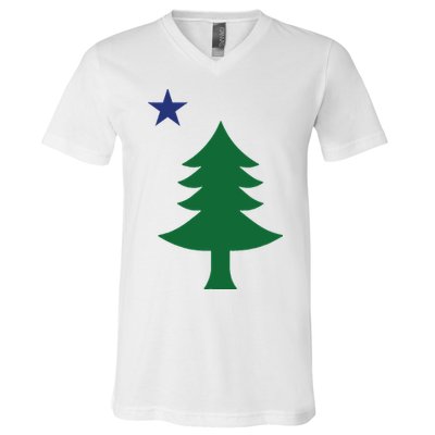 Maine Pine Tree State Flag Pride Patriotic V-Neck T-Shirt