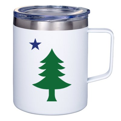 Maine Pine Tree State Flag Pride Patriotic 12oz Stainless Steel Coffee Mug