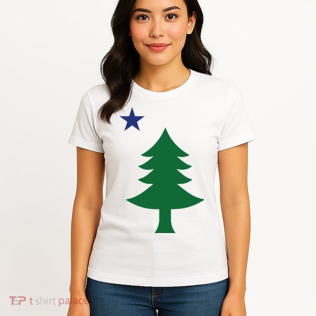 Maine Pine Tree State Flag Pride Patriotic Womens T-Shirt