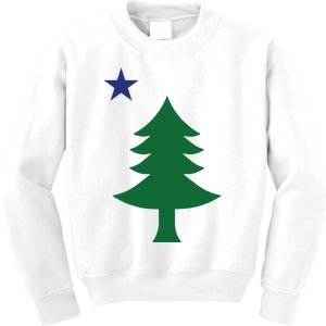 Maine Pine Tree State Flag Pride Patriotic Kids Sweatshirt