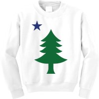 Maine Pine Tree State Flag Pride Patriotic Kids Sweatshirt