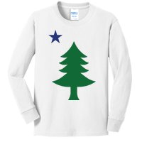 Maine Pine Tree State Flag Pride Patriotic Kids Long Sleeve Shirt