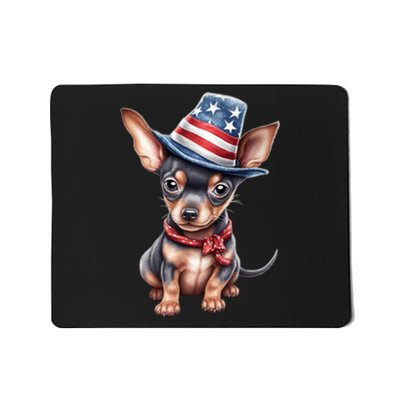 Miniature Pinscher USA Flag American Dogs 4th Of July Mousepad