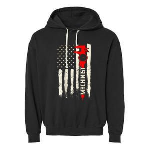 Machinist Patriotic Us Flag Design Of Clothing Garment-Dyed Fleece Hoodie