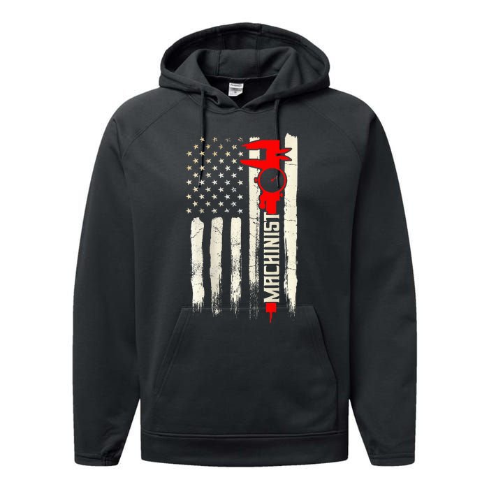 Machinist Patriotic Us Flag Design Of Clothing Performance Fleece Hoodie